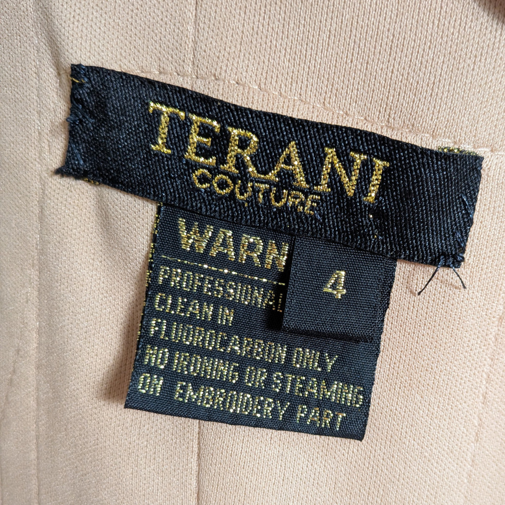 Vintage Terani Prom Dress Maxi Gown 4 Green Ruffle Fairy Princess Sleeve Evening - Picture 13 of 16